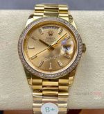 8+ Factory Rolex DayDate 36 Gain Weight Full Yellow Gold Square Diamond-set